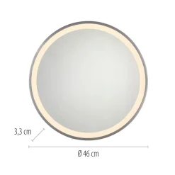 LED-wandspiegel VIDRO, grijs, Ø 46 cm, powerbank, schakelaar