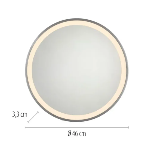 LED-wandspiegel VIDRO, grijs, Ø 46 cm, powerbank, schakelaar