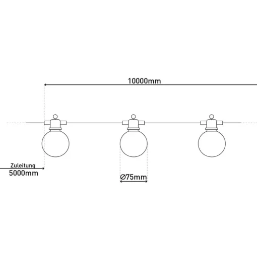 LED-zonnelichtketting CADENA, 2.500 K, zwart 10-lamps 10 m