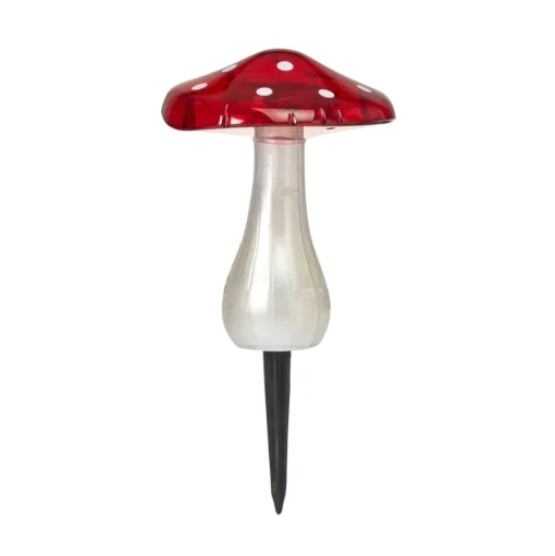 LED-zonnepaneel met grondpen Magic Mushroom, set van 3, rood/wit, IP44