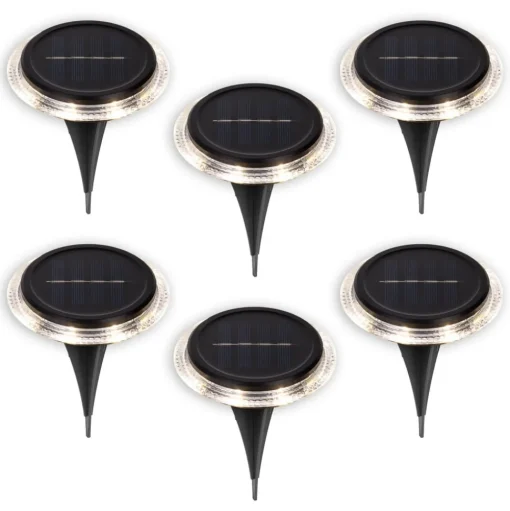 LED-zonne-vloerlamp KANE, zwart, set van 6, IP44