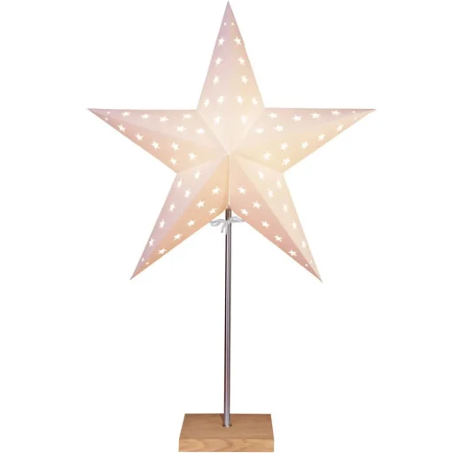 LEO sterstandaard met sterpatroon, wit/eiken