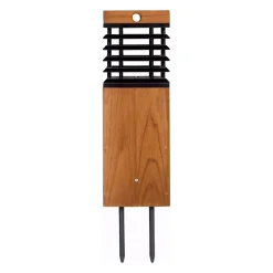 Les Jardins LED solar padverlichting Tekura, teak/grijs, piek