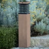 Les Jardins LED solar padverlichting Tekura, grijs, hout, 75 cm
