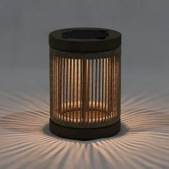 Les Jardins LED tafellamp op zonne-energie Rop&Strip, grijs/beige