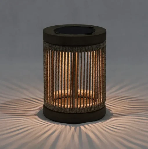 Les Jardins LED tafellamp op zonne-energie Rop&Strip, grijs/beige