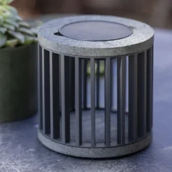 Les Jardins LED tafellamp op zonne-energie Halo, grijs, aluminium