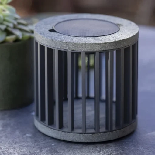 Les Jardins LED tafellamp op zonne-energie Halo, grijs, aluminium