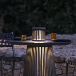 Les Jardins LED tafellamp op zonne-energie Halo, grijs, aluminium