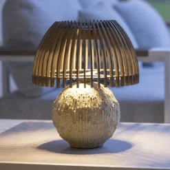 Les Jardins LED tafellamp Alba, grijs/beige, hoogte 41 cm