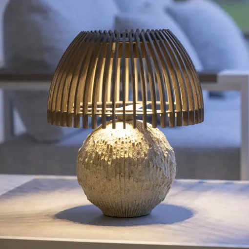Les Jardins LED tafellamp Alba, grijs/beige, hoogte 41 cm