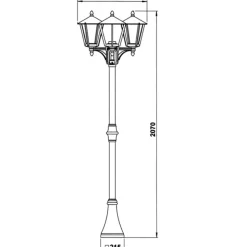 3-lichts lantaarnpaal Landhaus 680 blank