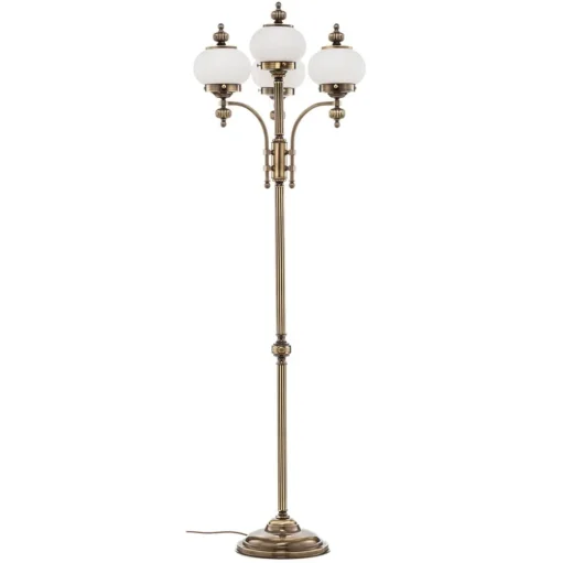 4-lichts vloerlamp DELIA, oud messing