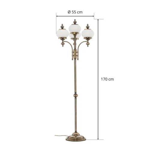 4-lichts vloerlamp DELIA, oud messing