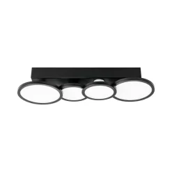 LIGHTME LED plafondlamp Aqua GU10 4-lamps zwart