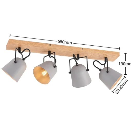 Lindby Adalin plafondlamp, 4-lamps, grijs