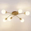 Lindby Agmar plafondlamp, messing, 6-lamps