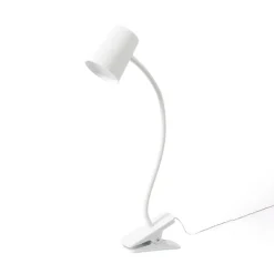 Lindby Ailina LED tafellamp, klemvoet, wit