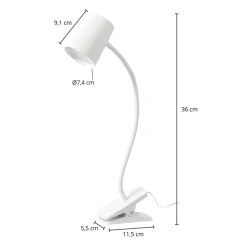 Lindby Ailina LED tafellamp, klemvoet, wit