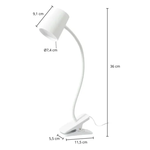 Lindby Ailina LED tafellamp, klemvoet, wit