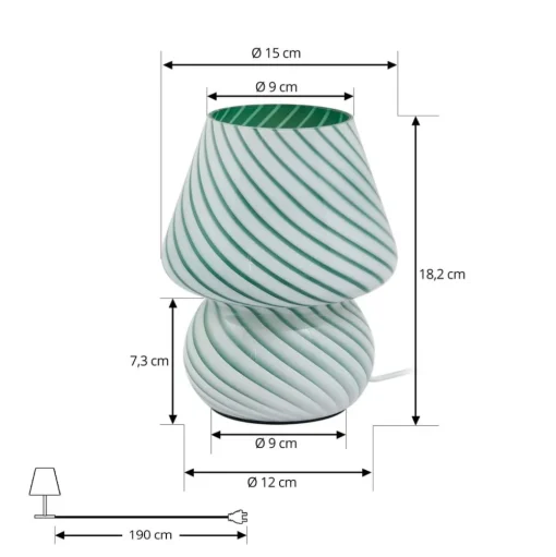 Lindby Andriana tafellamp, groen/wit, glas, Ø 15 cm