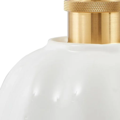 Lindby Annegret hanglamp, Ø 18 cm, keramiek, wit/messing