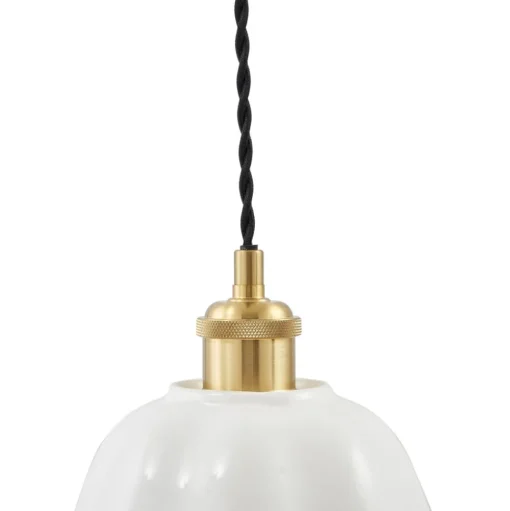 Lindby Annegret hanglamp, Ø 18 cm, keramiek, wit/messing