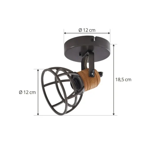 Lindby Arinthea plafondspot, 1-lamp, zwart, staal, E14
