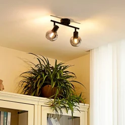 Lindby Arna plafondlamp, zwart, 2-lamps