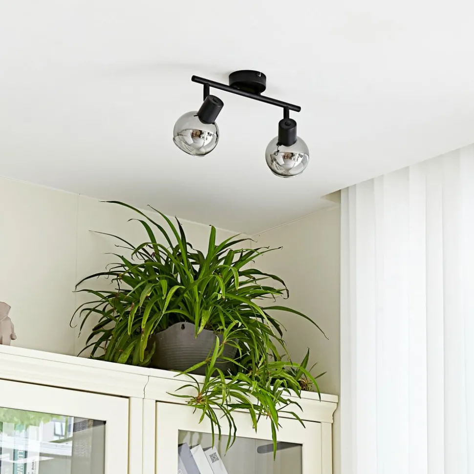 Lindby Arna plafondlamp, zwart, 2-lamps