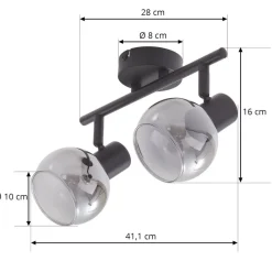 Lindby Arna plafondlamp, zwart, 2-lamps