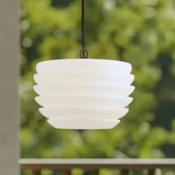 Lindby Arona buiten hanglamp, Ø 38 cm, wit