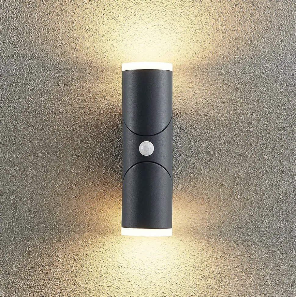Lindby Aspyn LED buitenwandlamp, 2-lamps, sensor