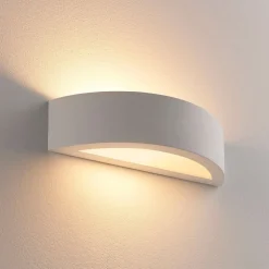 Lindby Aurel wandlamp, gips, wit, halfrond