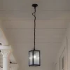 Lindby buiten hanglamp Bolgar, zwart, metaal, glas