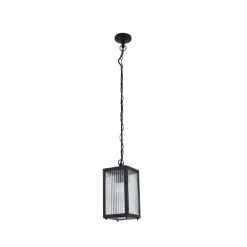 Lindby buiten hanglamp Bolgar, zwart, metaal, glas