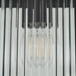 Lindby buiten hanglamp Bolgar, zwart, metaal, glas