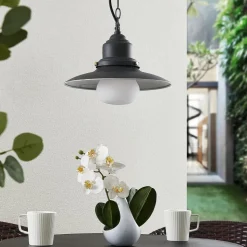 Lindby buiten hanglamp Roisin, antraciet, metaal, Ø 32cm