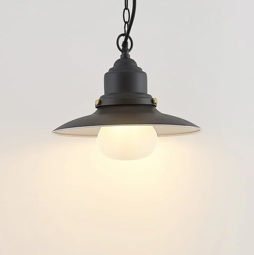 Lindby buiten hanglamp Roisin, antraciet, metaal, Ø 32cm