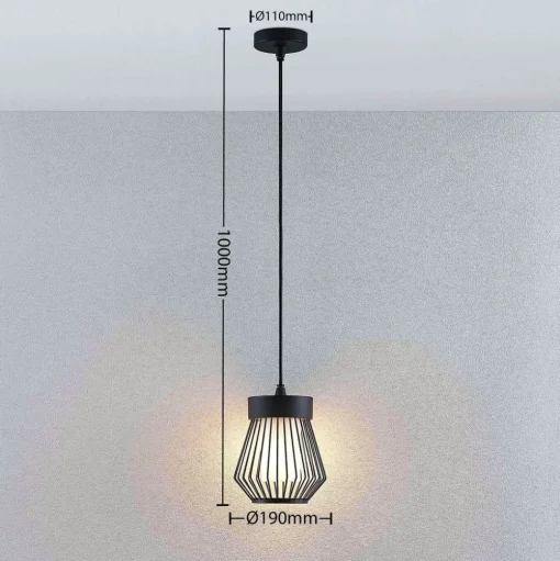 Lindby buiten hanglamp Vajana, Ø 19 cm, zwart, aluminium