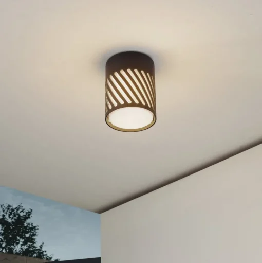Lindby buiten plafondlamp Lurinda, 10,5 cm, zwart, aluminium,