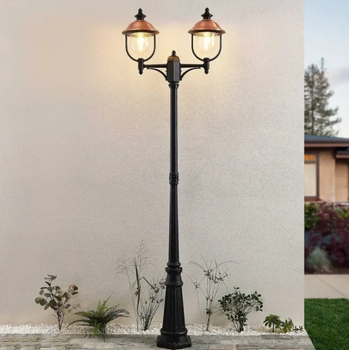 Lindby buitenlamp Clint, 225cm, 2-lamps, zeewaterbestendig, E27