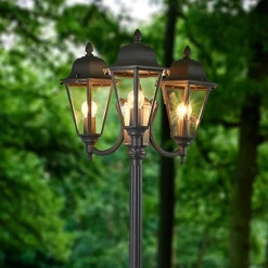 Lindby buitenlamp Edana, 212cm, 3-lamps, antraciet, E27, IP44