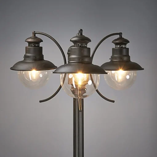 Lindby buitenlamp Eddie, 198 cm, roest, metaal, IP44, E27