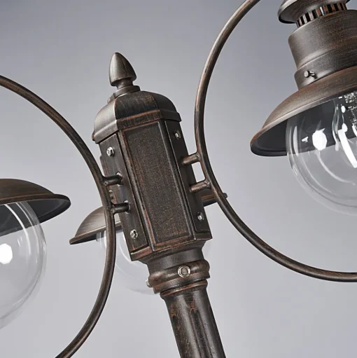 Lindby buitenlamp Eddie, 198 cm, roest, metaal, IP44, E27