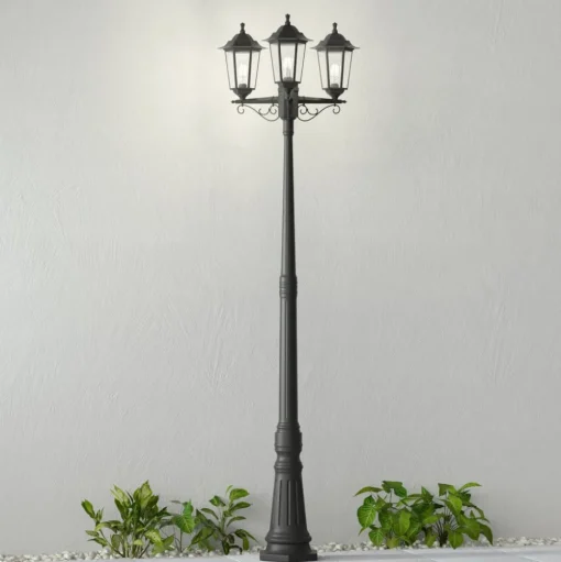 Lindby buitenlamp Nane, 217cm, zwart, zeewaterbestendig, E27