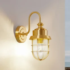 Lindby buitenwandlamp Adalie, messing, roestvrij staal