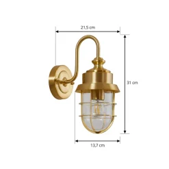 Lindby buitenwandlamp Adalie, messing, roestvrij staal