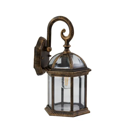 Lindby buitenwandlamp Adelisa, goud antiek, aluminium, hoogte 39 cm