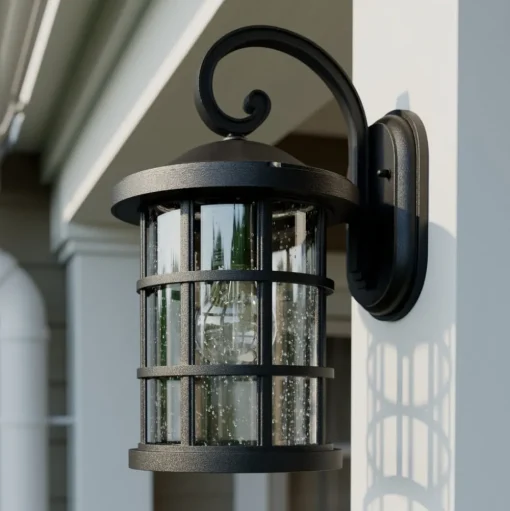 Lindby buitenwandlamp Ankea, zwart, hoogte 37 cm, IP23, E27